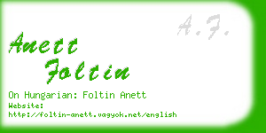 anett foltin business card